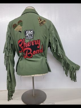 Joan Jett Rock Band US ARMY Fringe Jacket Upcycled Retro Vintage Band Merc